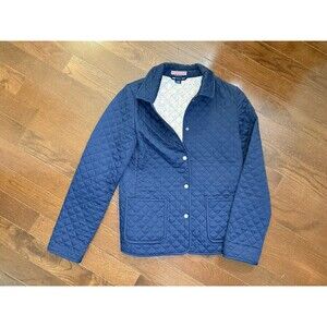 Vineyard Vines Womens Navy Quilted Jacket Whale Snap Nautical Preppy Shep&Ian M